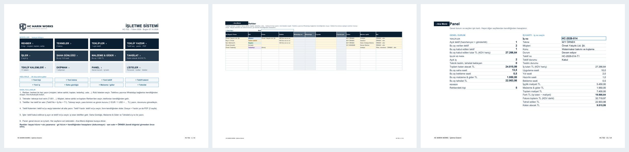 Excel iş programının ana menüsü